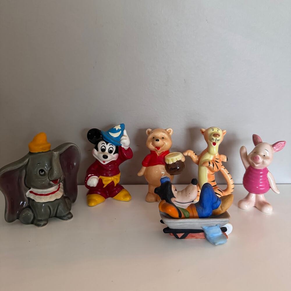 Disney Ceramic Figurine Lot Pooh Tigger Piglet Dumbo Mickey Goofy